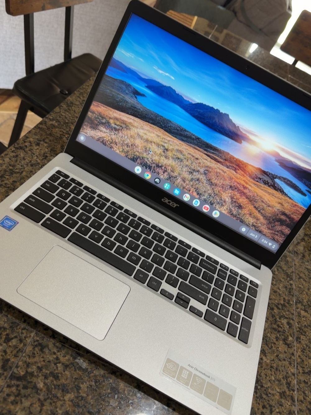 Acer Silver Chromebook with Black Keyboard